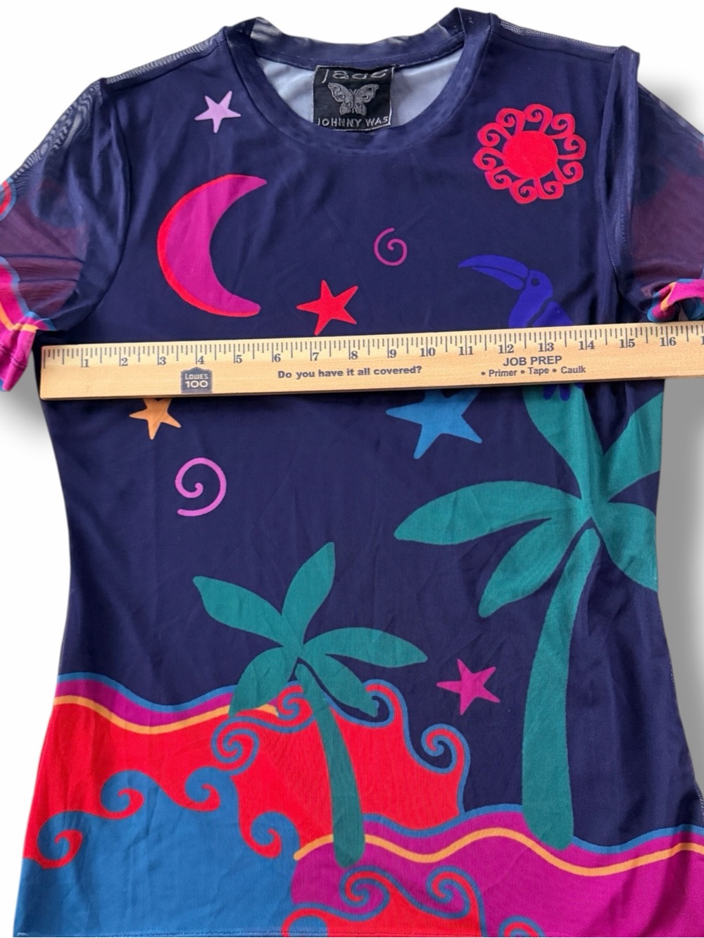 Johnny Was Paloma’s Island Eleanor Short Sleeve Mesh Tee Top Size Medium - Picture 7 of 8